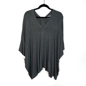 HUDSON GRAY Poncho Style Charcoal Gray V Neck Drapey Top size XS/S